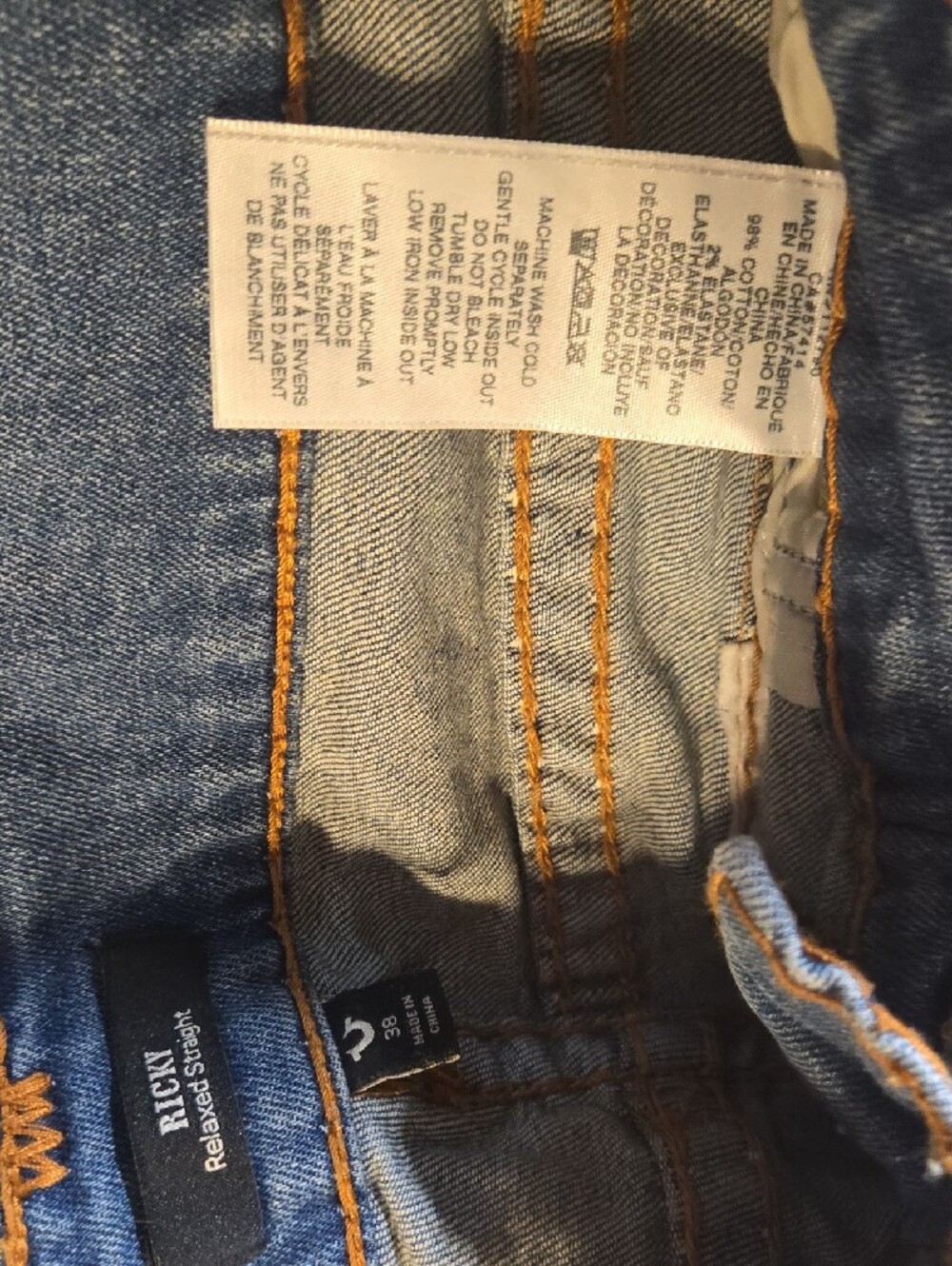 True Religion Blue Bootcut Jeans with Red Rose Embroidered Pocket - Picture 7 of 7